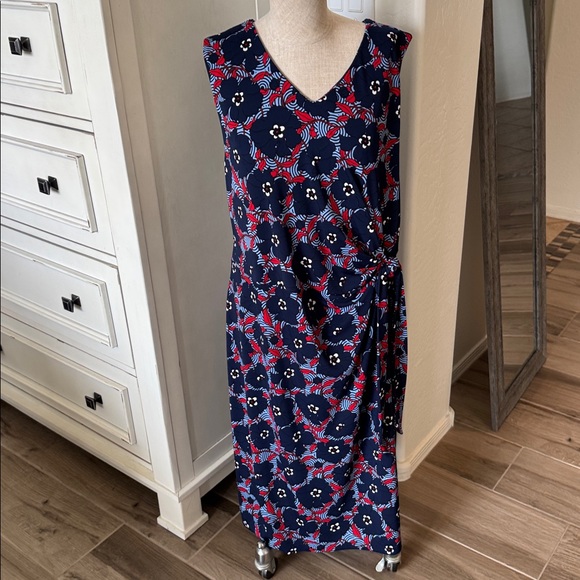 Talbots Dresses & Skirts - Talbots XL jersey sleeveless floral side tie dress